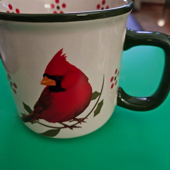 temtations holiday coffee tea hot chocolate mug with cardinals new w/box - Picture 2 of 8